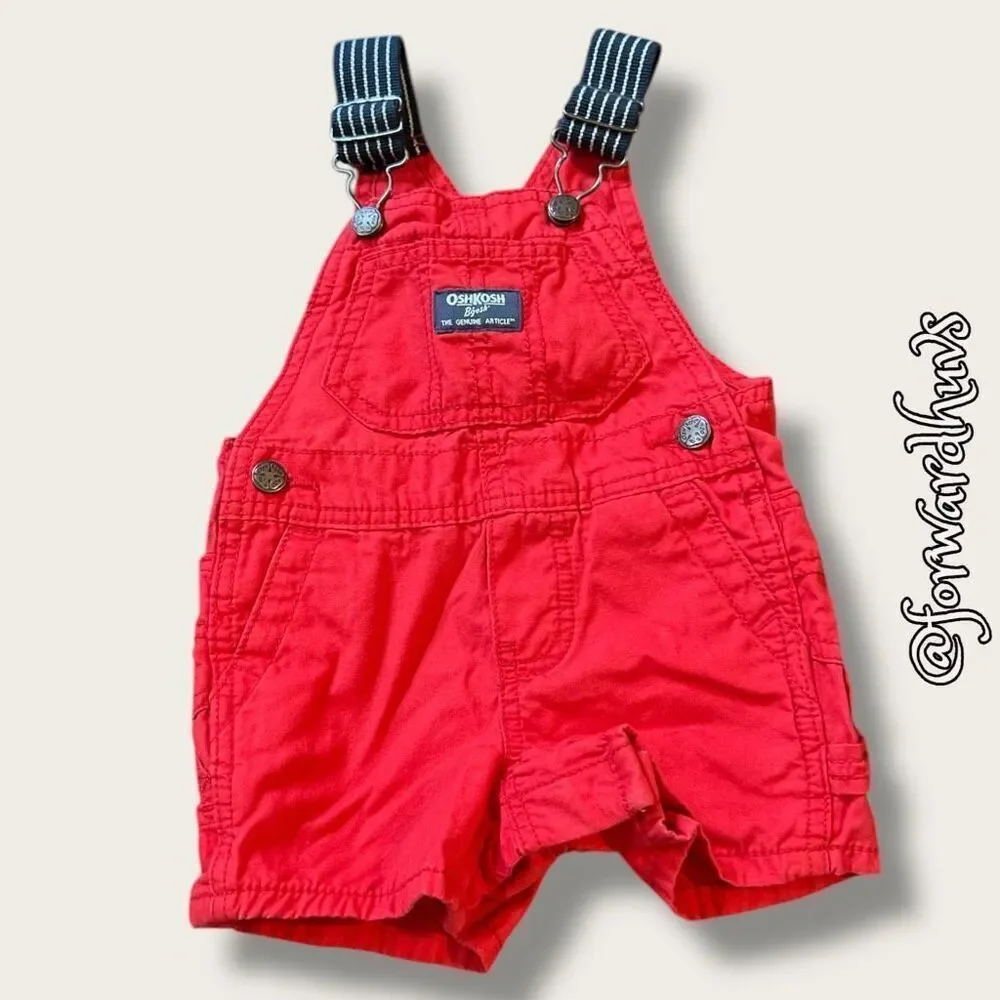 OshKosh B'gosh Red Shorts Bib Overalls – Size 6 Months